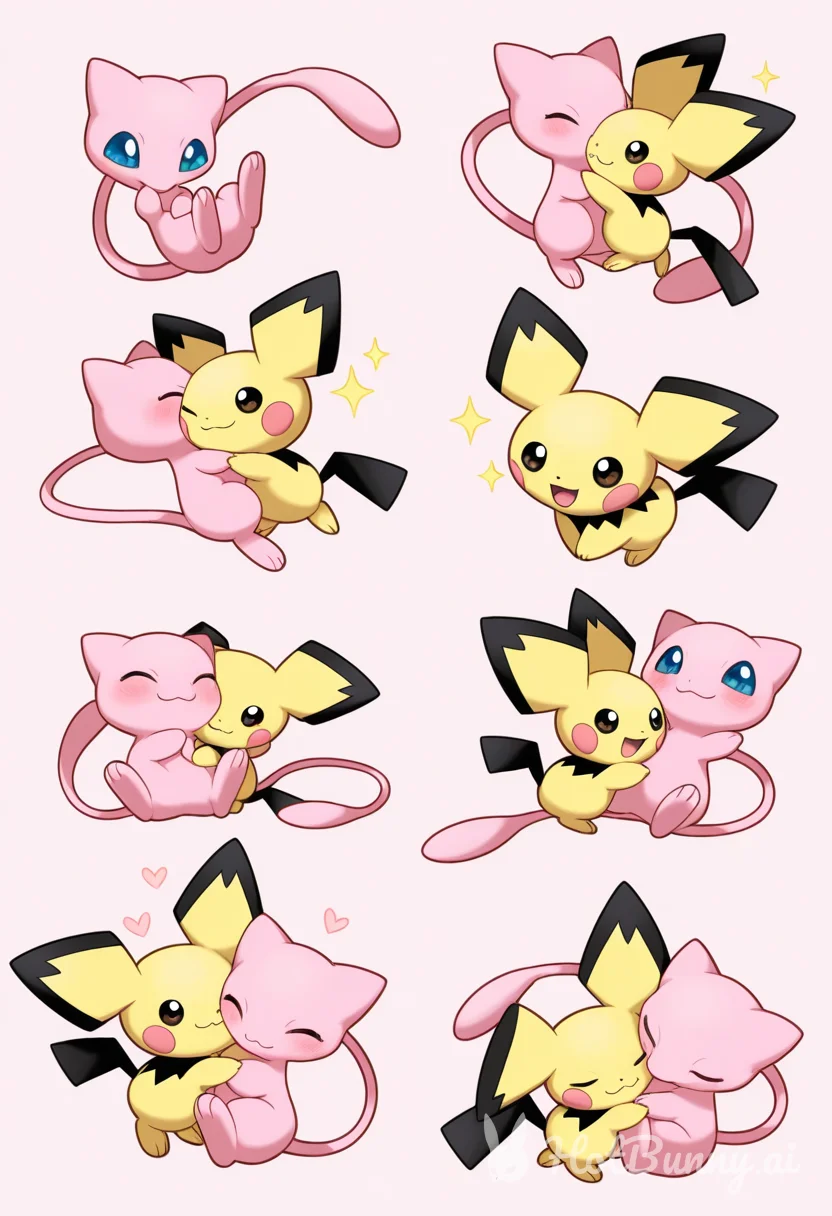 Mew and Pichu (Chibi Style)