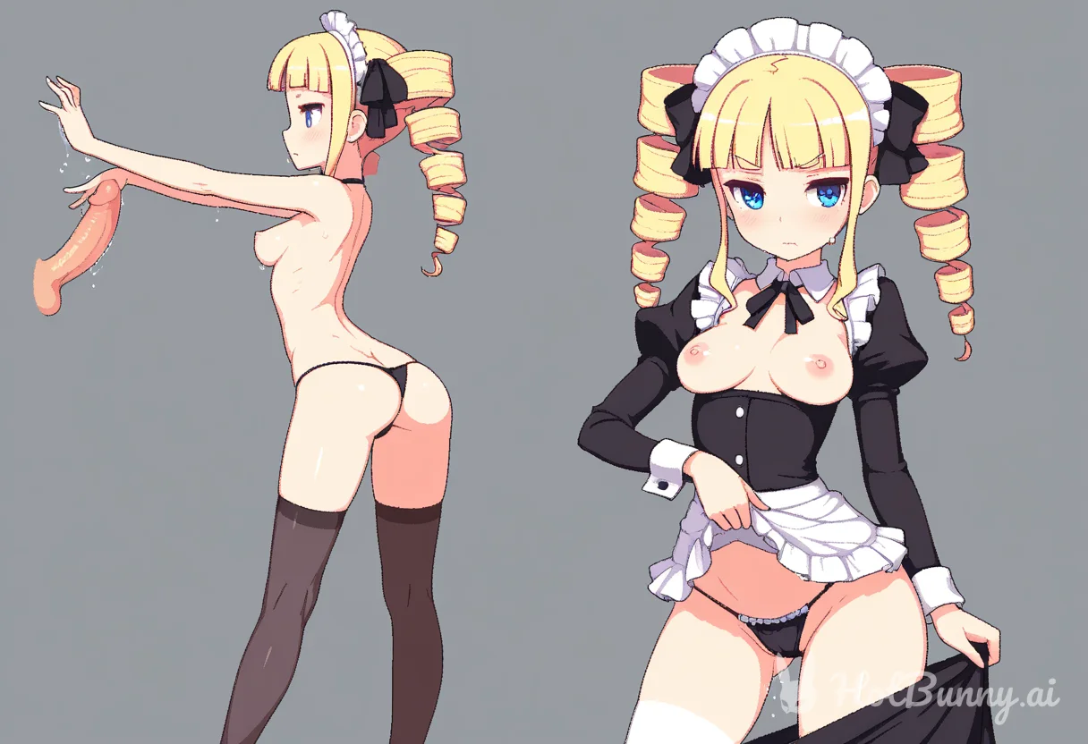 Maid Blonde Lingerie Ai Hentai