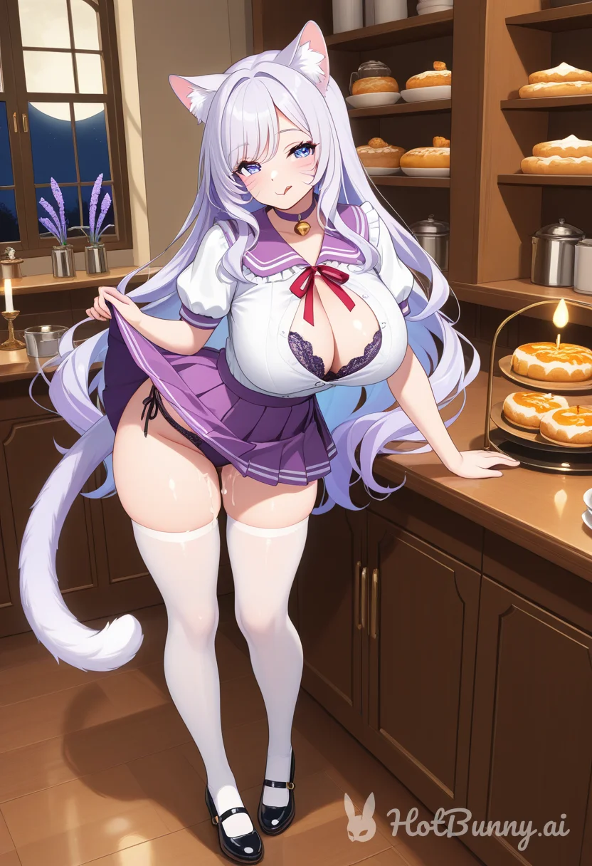 Cat Girl Schoolgirl Licking Lips Ai Hentai