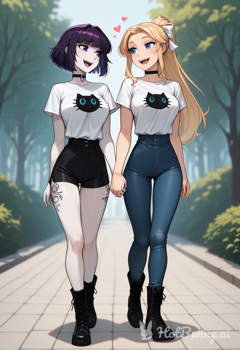 Vesper and Sandra walking in the parkš„°