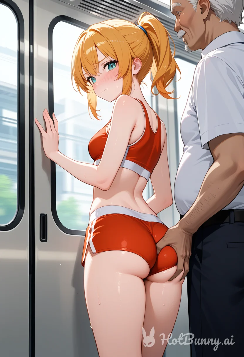 Old Man Chikan Blonde Ai Hentai