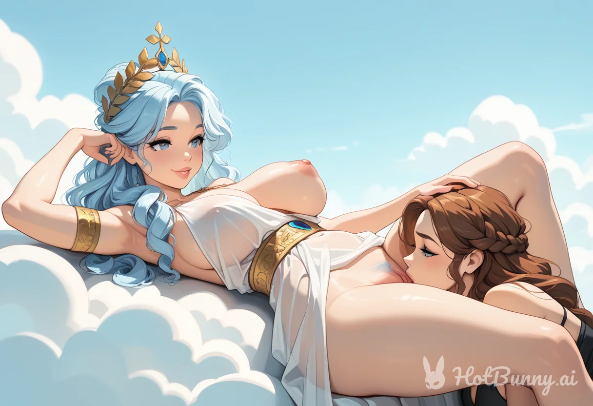 Aura and her first priestess Brynn.