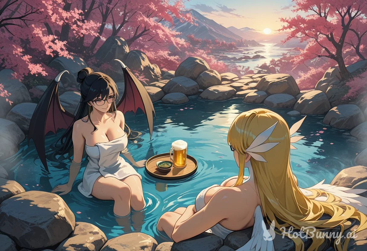 Succubus Blonde Onsen Ai Hentai