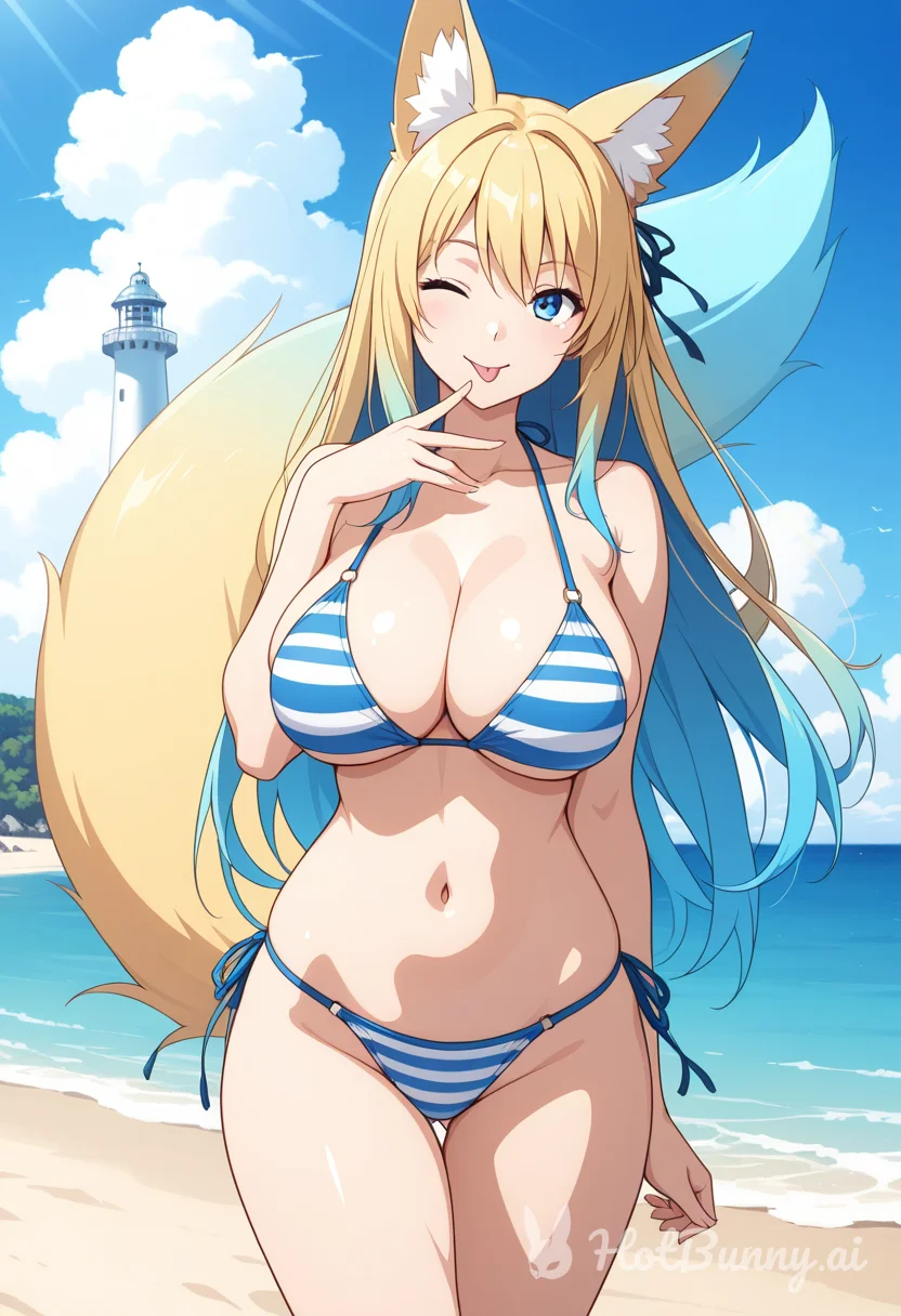 Fox Girl Swimsuit Blonde Ai Hentai