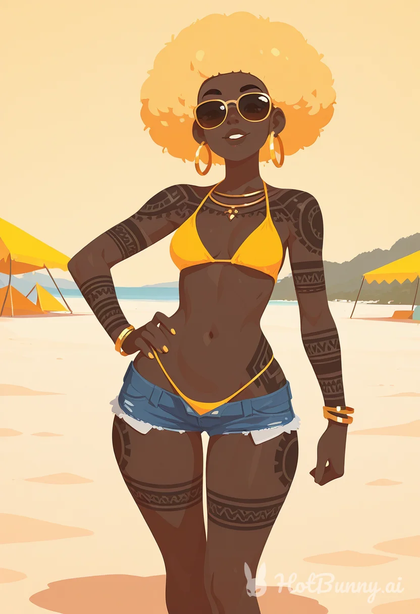 Black Swimsuit Blonde Ai Hentai