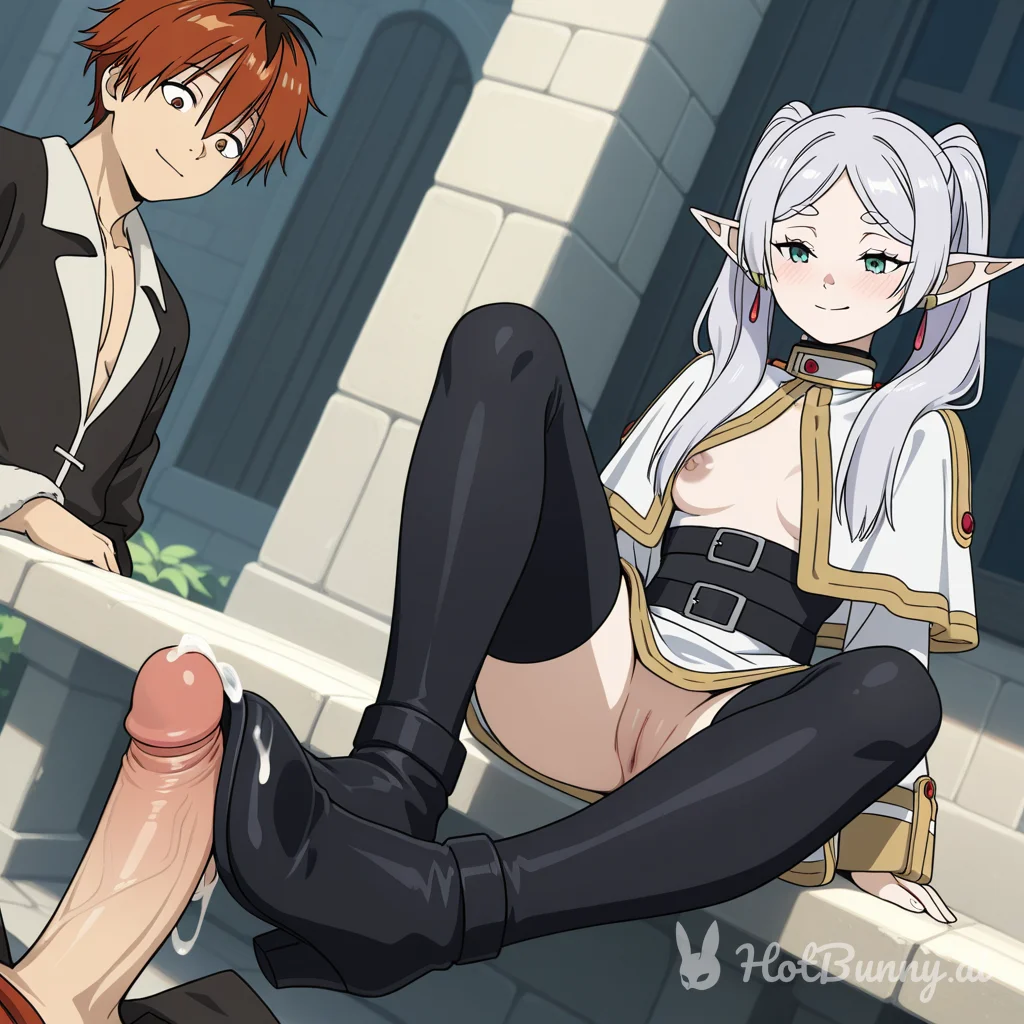 Frieren and Stark Elf Footjob Ai Hentai