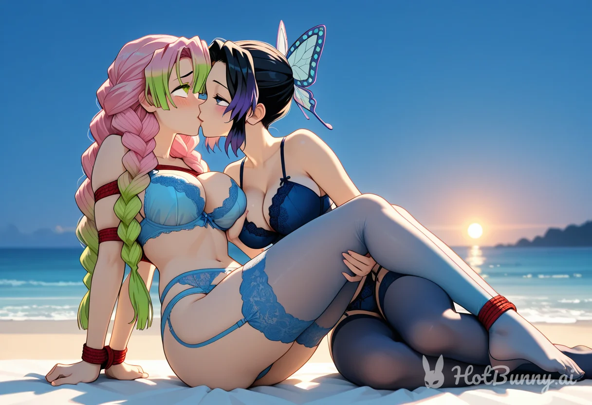 Mitsuri and Kochou Shinobu Bondage Ai Hentai