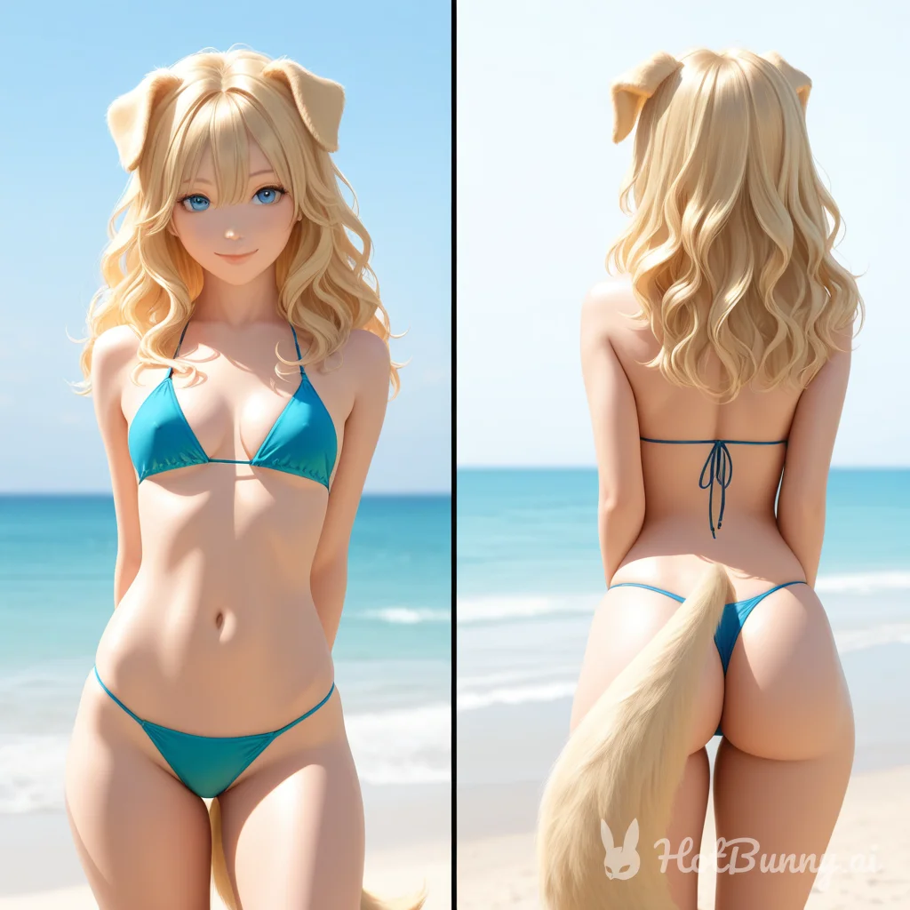Dog Girl Swimsuit Blonde Ai Hentai