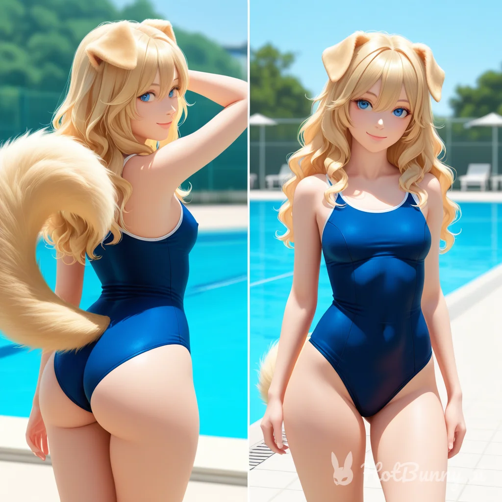 Dog Girl Swimsuit Blonde Ai Hentai