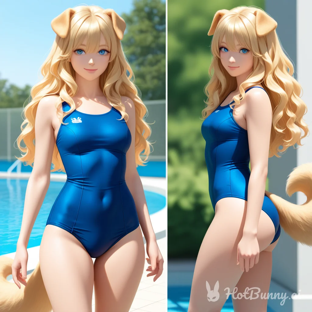 Dog Girl Swimsuit Blonde Ai Hentai