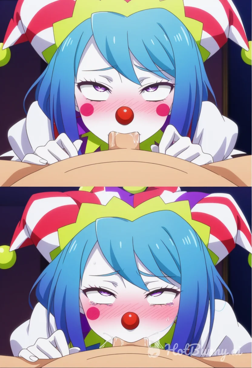 Clown girl sucking