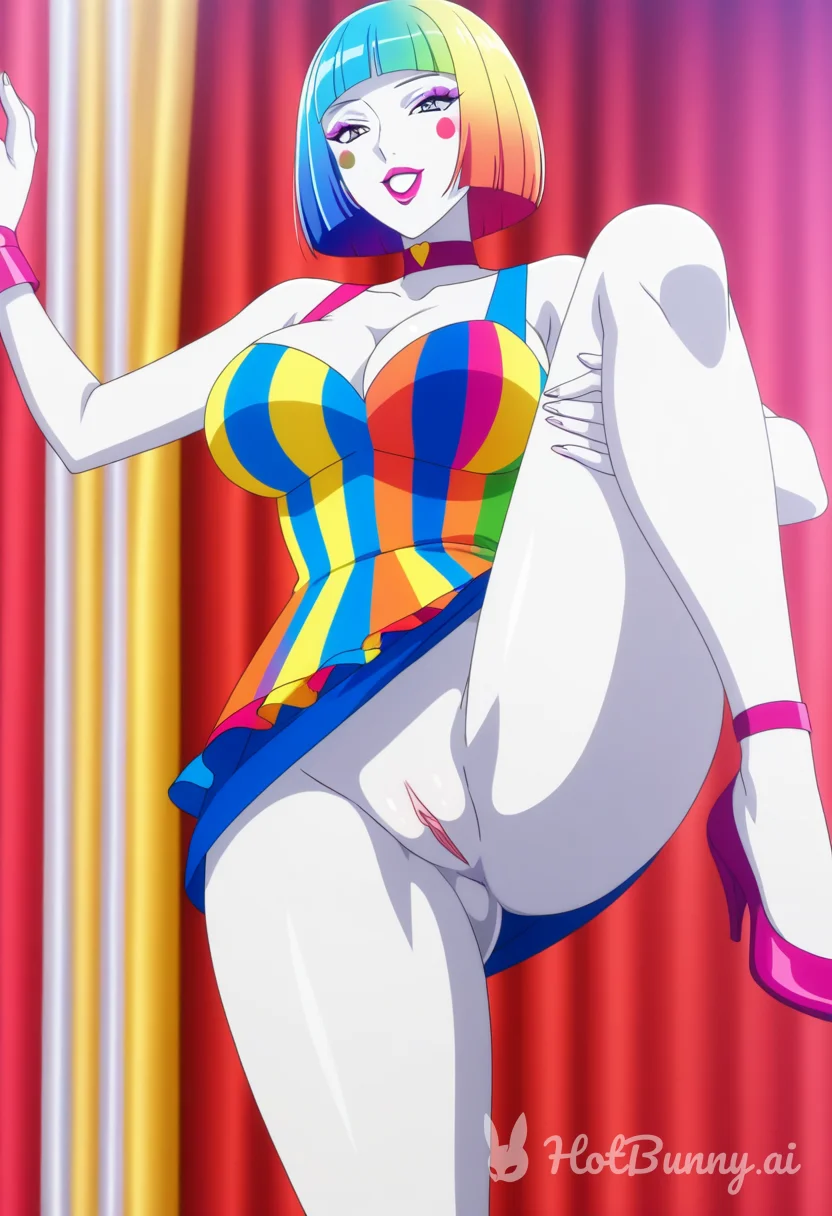 Clown milf leg lift