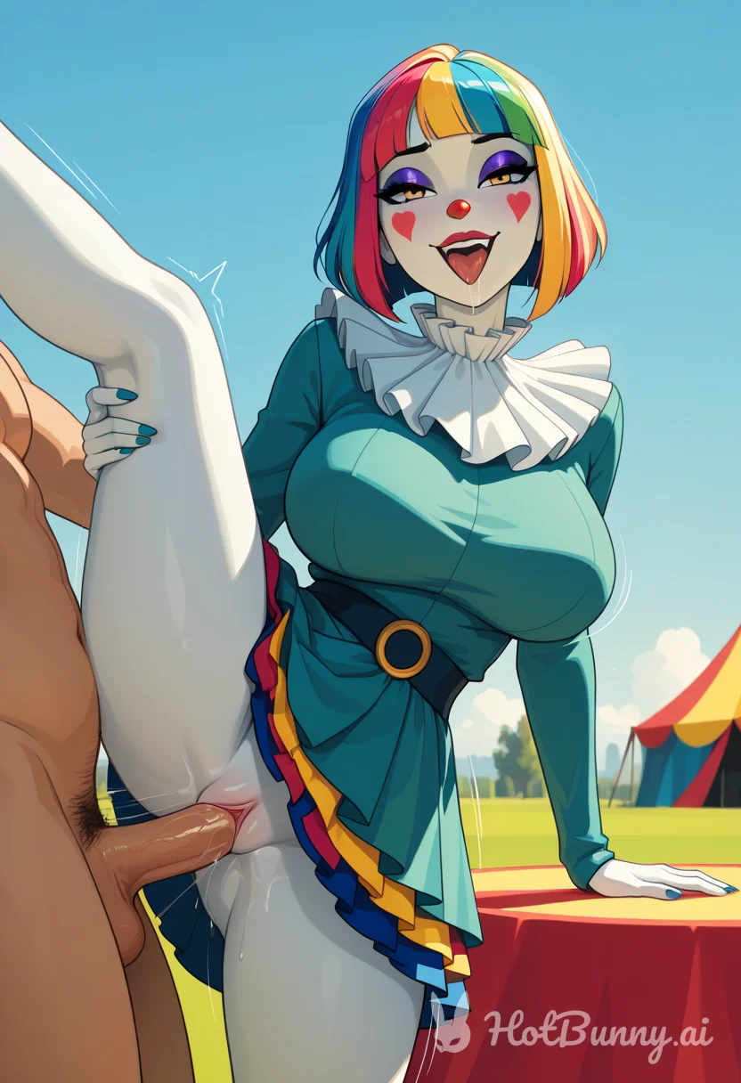 Clown milf standing leg lift 