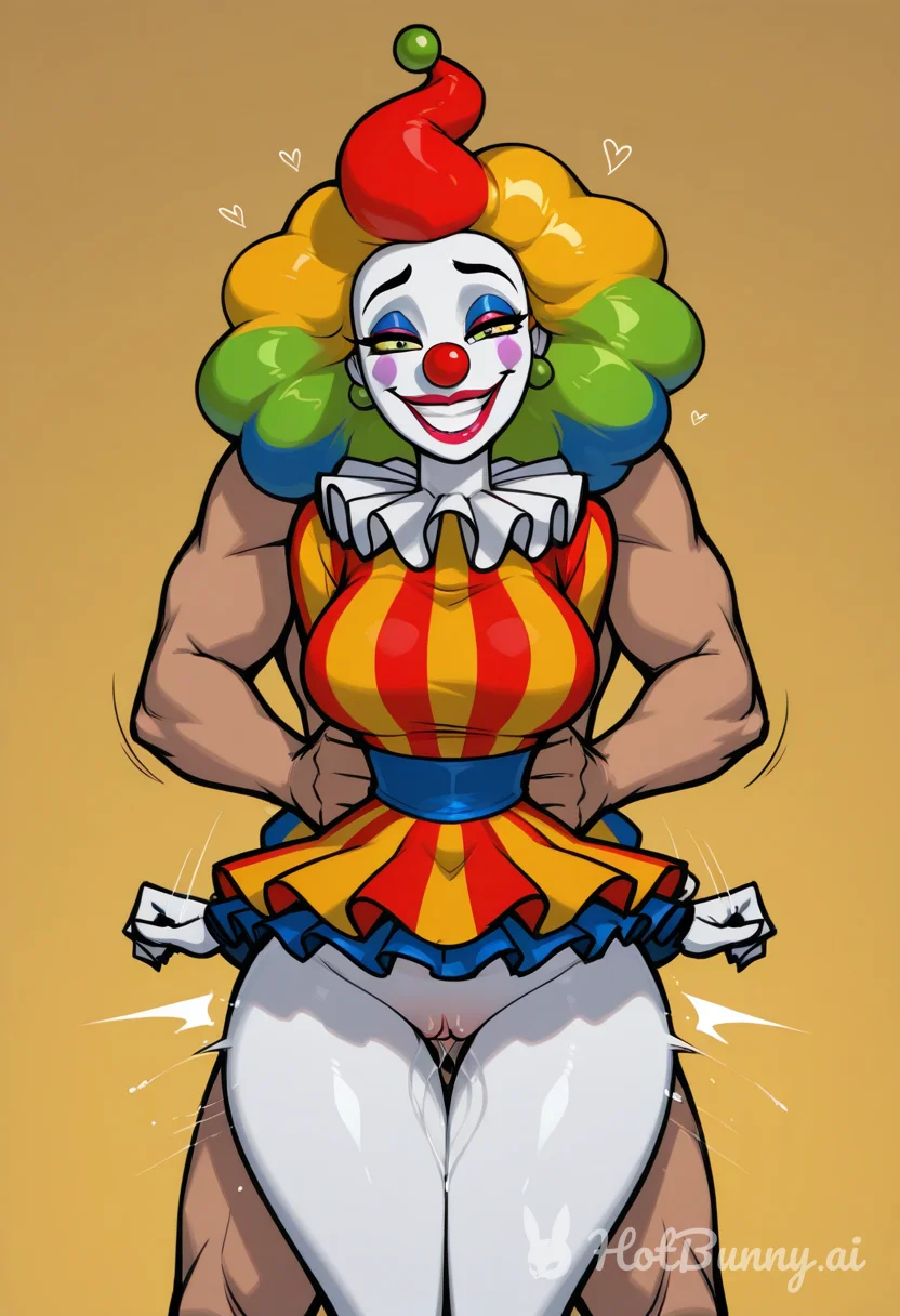Clown girl standing hold