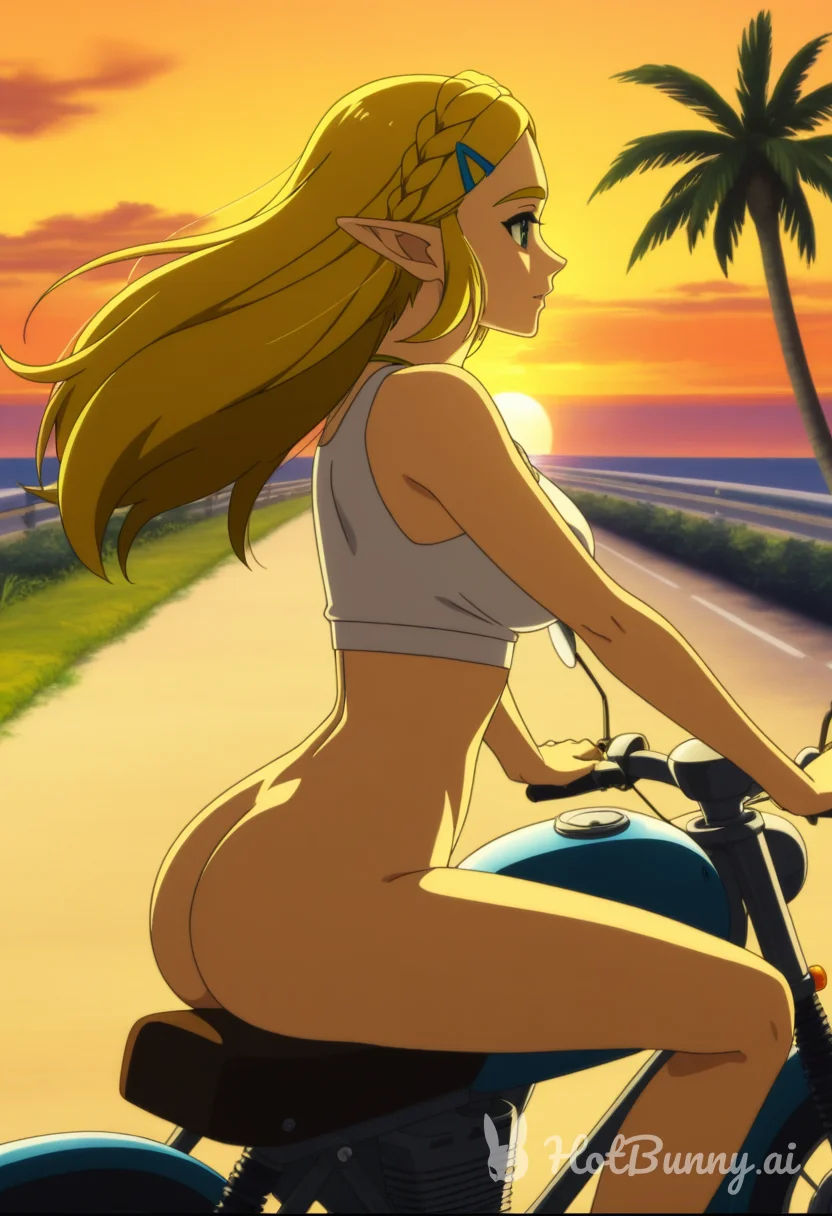 Zelda parking her bike