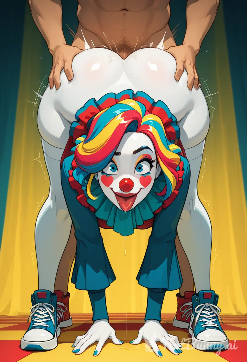 Surprised clown girl
