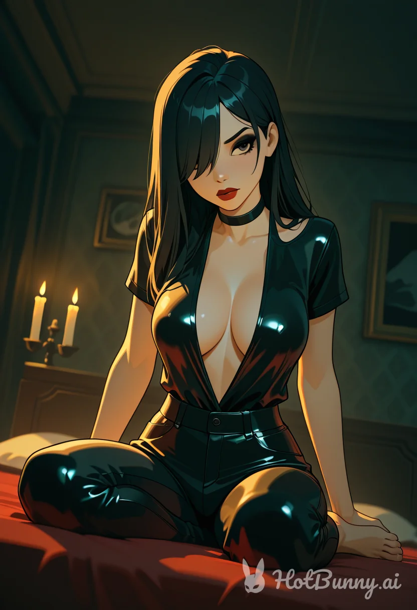 Goth girl strip and dildo