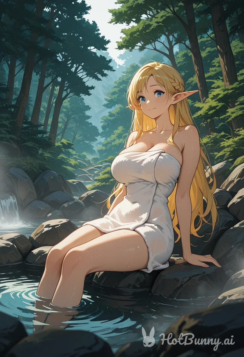 Elf Blonde Onsen Ai Hentai