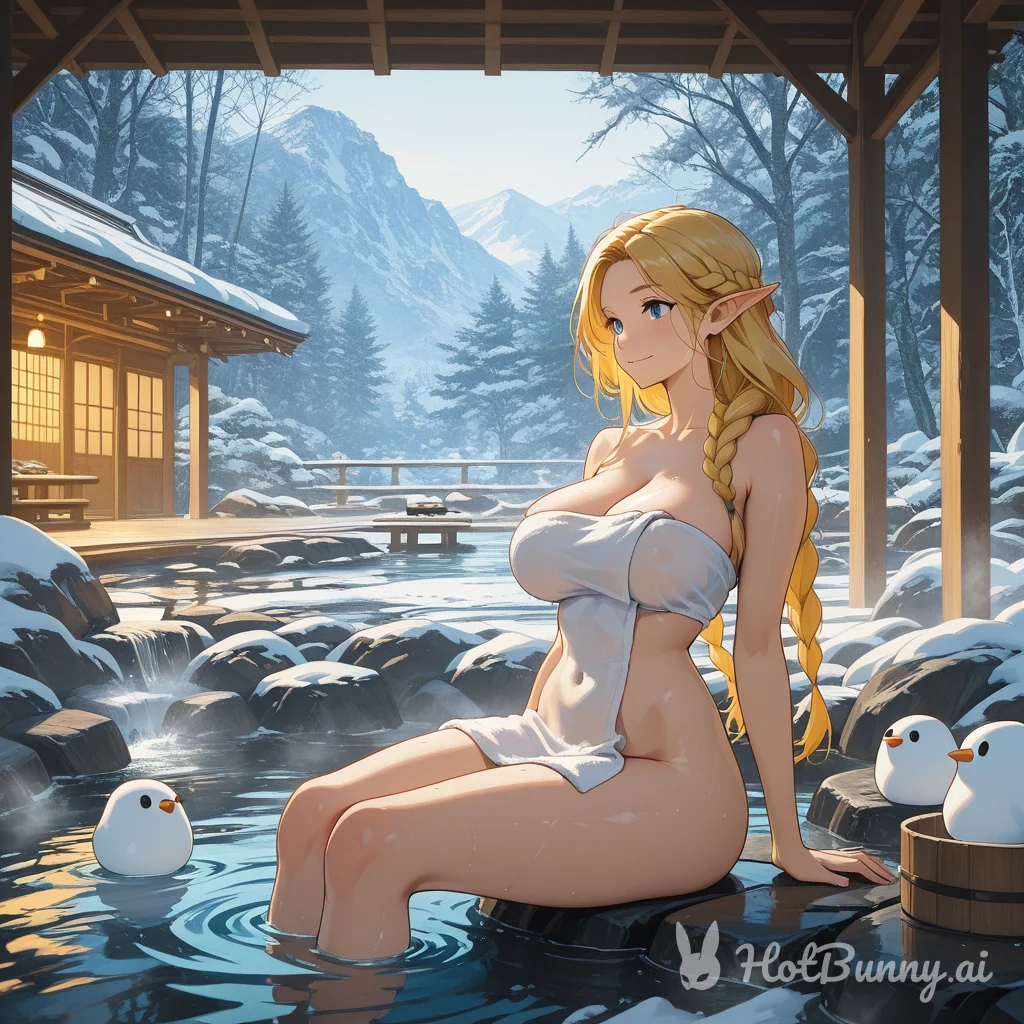 Elf Blonde Onsen Ai Hentai