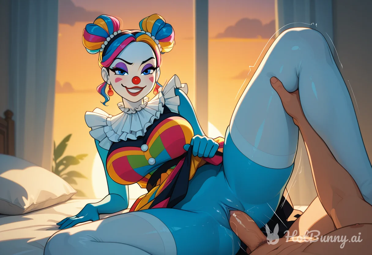 Clown milf skirt lift