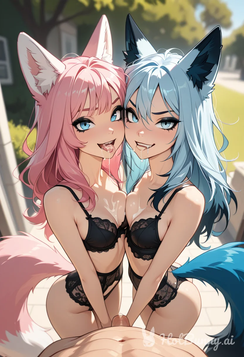 Fox Girl Threesome Lingerie Ai Hentai