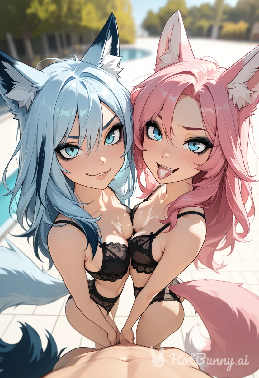 Fox Girl Threesome Lingerie Ai Hentai