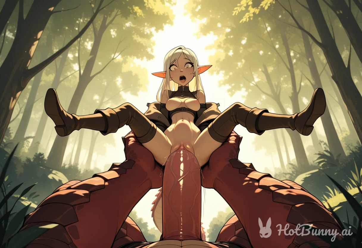 Elf against a dragon