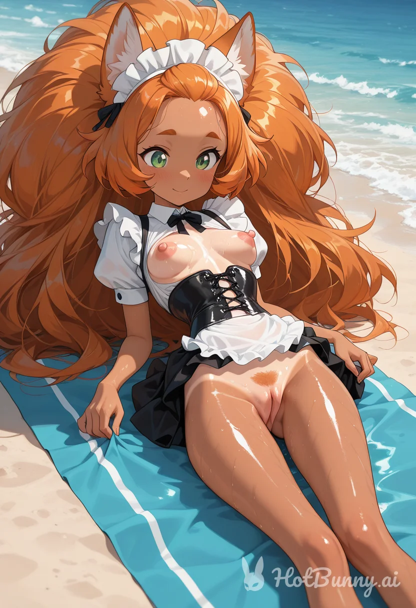 Fox Girl Maid on Beach