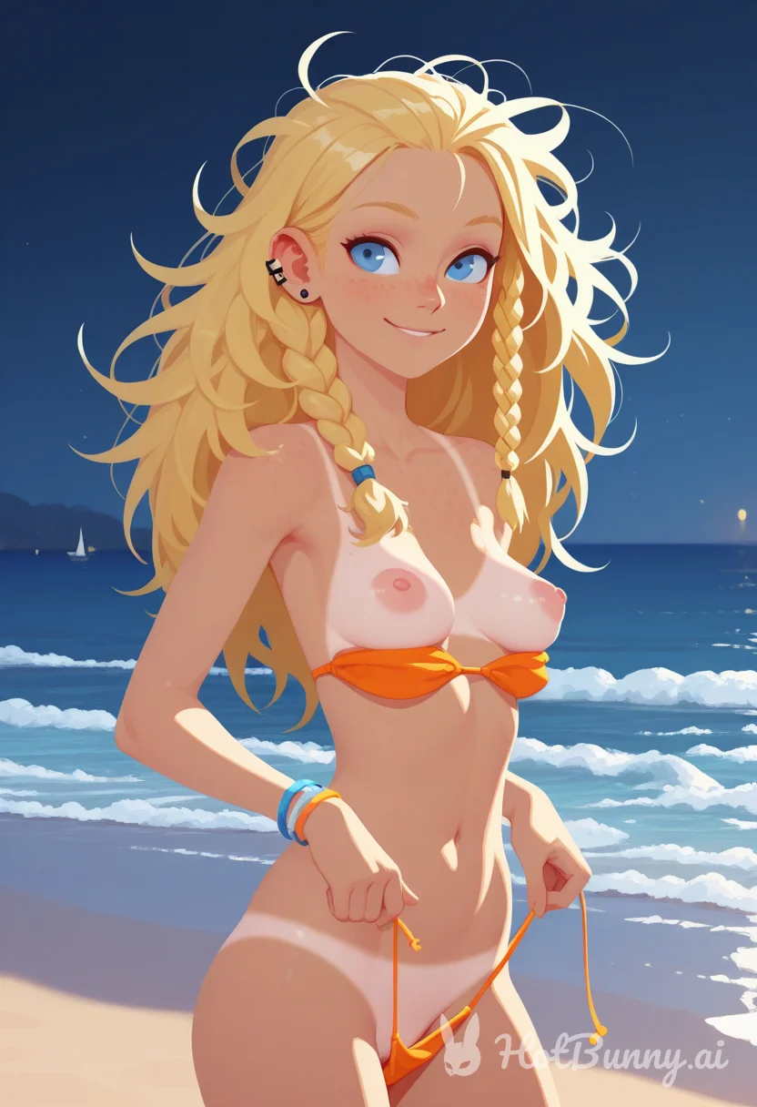 Juniper's bikini coming off