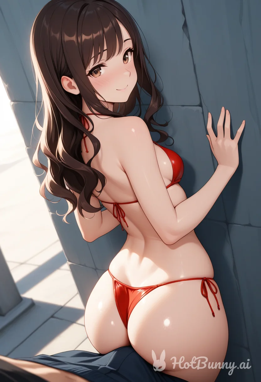 Pressing against her