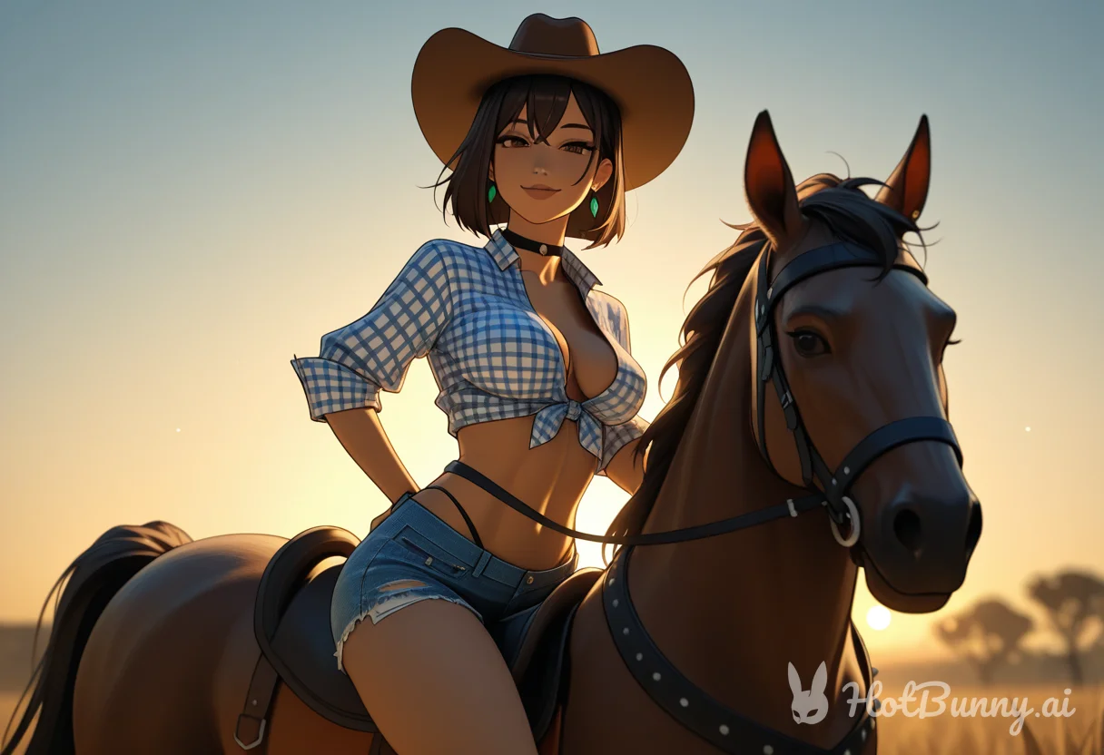 Pretty lady on a pretty horse.