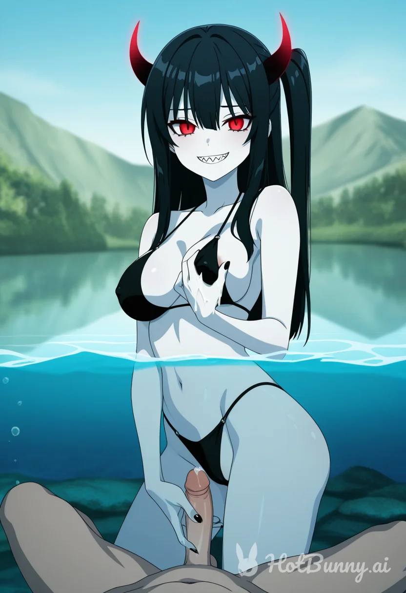 Demon handjob underwater