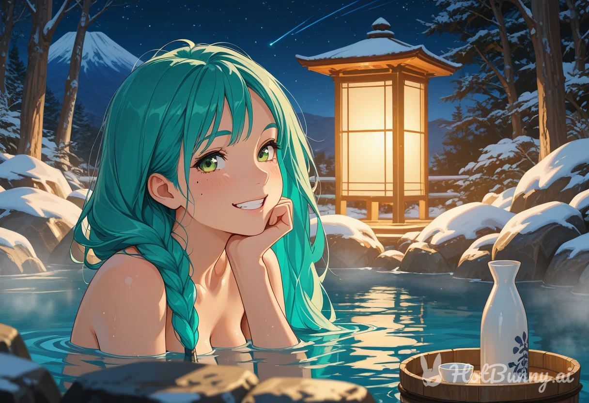 Zennia deep in the hot spring