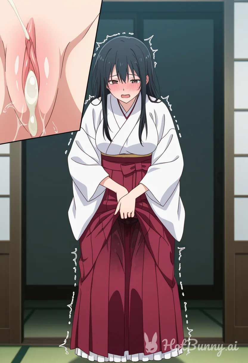 Cumming through kimono skirt