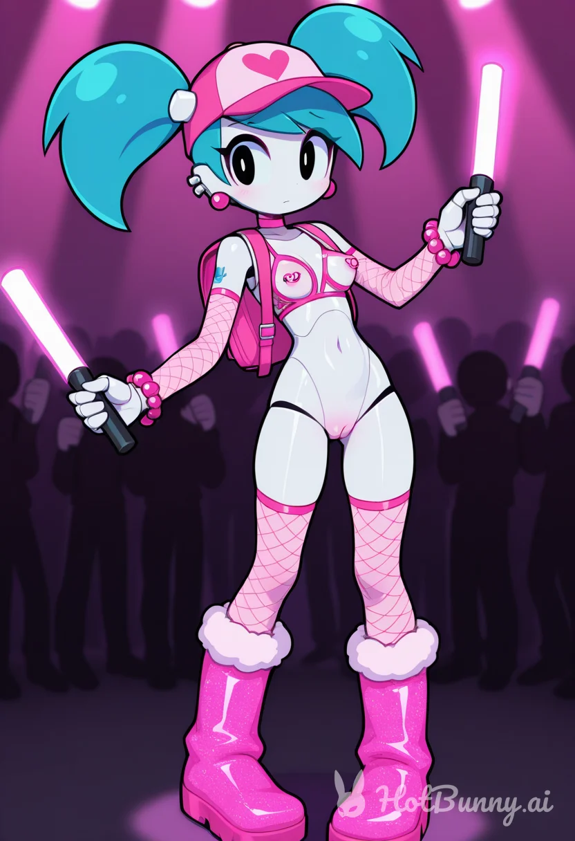 Raver slut Jenny (XJ-9) shows off her body