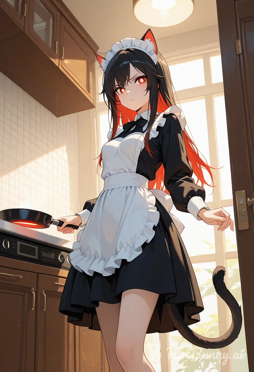 The catgirl maid isn't pleased 