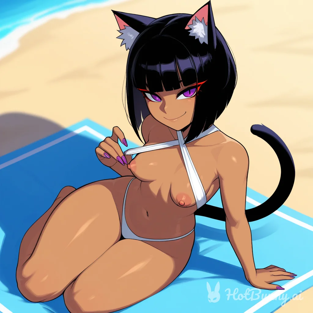 Cat Girl Ebony Swimsuit Ai Hentai
